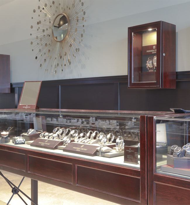 Juhas and Sullivan are Grand Rapids jewelers offering a boutique experience with cross-generational appeal. A jewelry case.